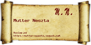 Mutter Neszta névjegykártya